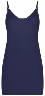 RJ Pure Color Dames Jurk: V-Neck - Donkerblauw